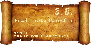 Botyánszky Bonifác névjegykártya